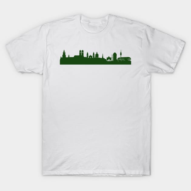 MUNICH skyline in forest green T-Shirt by 44spaces